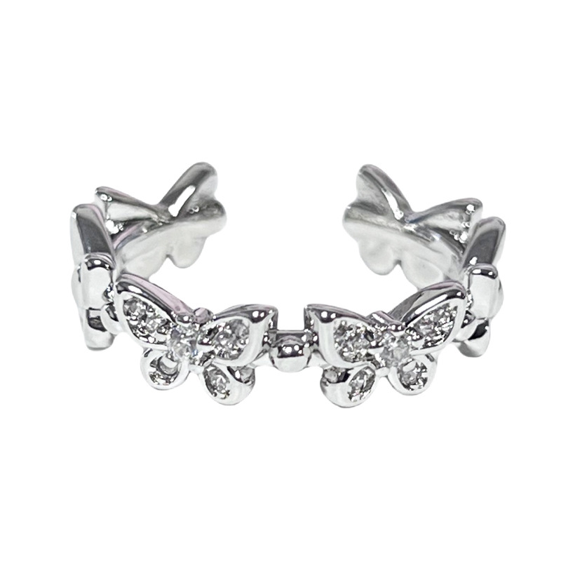 Hot-selling bestseller, fashionable and exquisite, full diamond butterfly style, cross-opening ring, women's light luxury, high-end, niche ring Item Picture