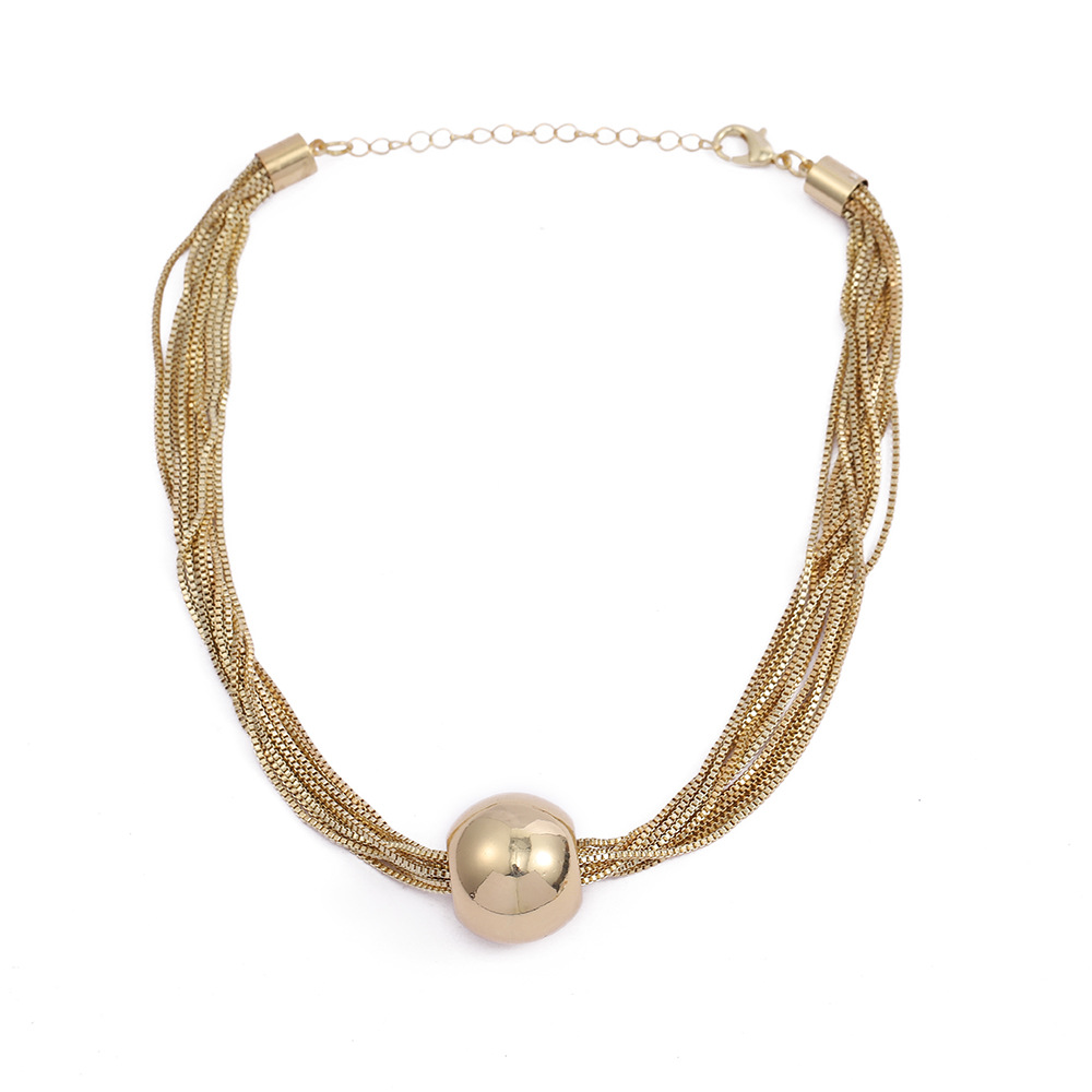 Cross-border European and American collarbone chain punk hip-hop multi-layer chain necklace, exaggerated layering, elegant, light luxury, individual, round neck Item Picture