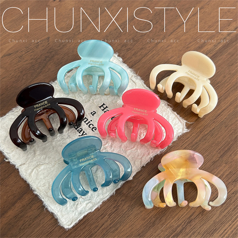 French pumpkin acetate hairpin, medium-sized female shark hairpin at the back of the head, simple semi-tied hairpin, hair clip headwear full figure