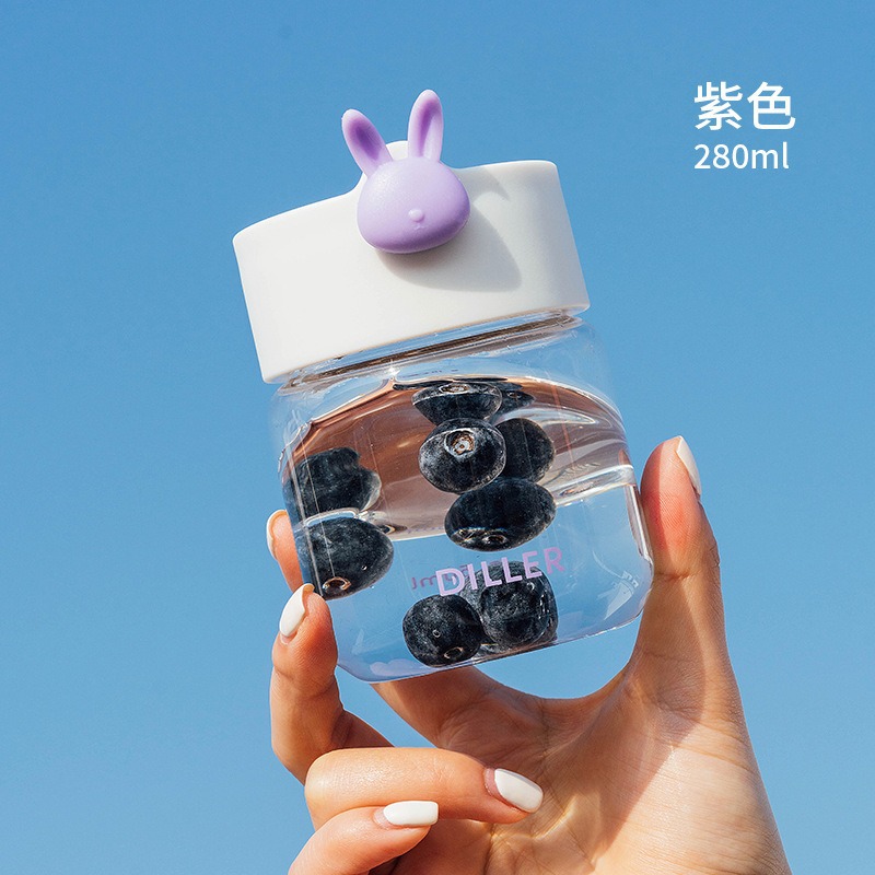 Simple glass straw cup, opening gift cup, portable and heat-resistant water cup, simple water cup with scale Specification drawing