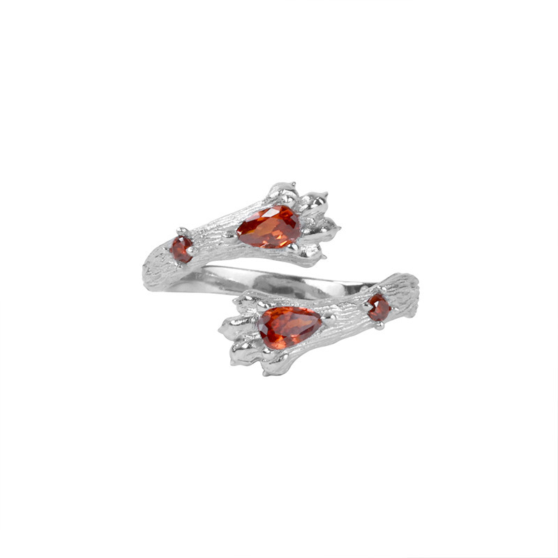 Red zircon ring, sweet and cool, ins trendy, adjustable, fashionable and personalized index finger ring for girls in Gryffindor Lion House Specification drawing