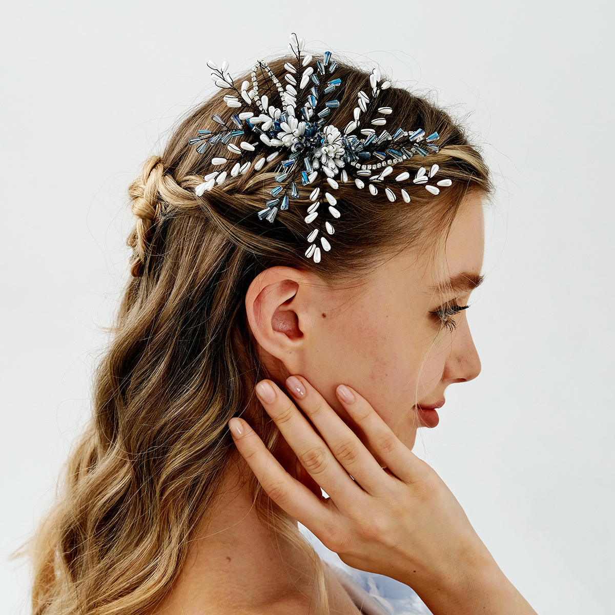 European and American cross-border accessories, versatile bridal hair combs, wedding balls, party upsets, headwear, handcrafted pearl and crystal hair combs full figure