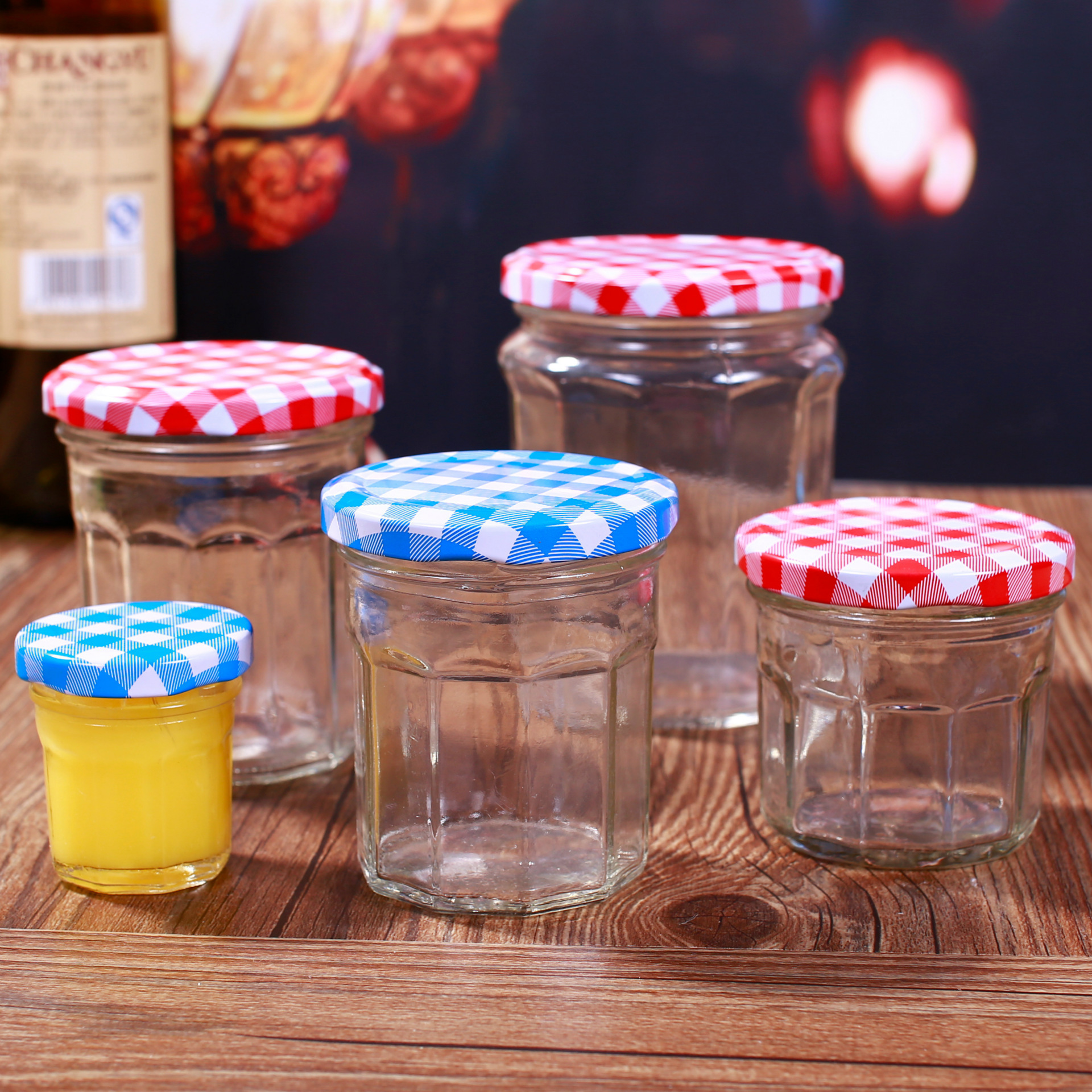 Wholesale of glass bottles: French Qiao Po Po pickled vegetable bottles, jam bottles, fermented bean curd bottles, candy jars with LIDS, honey and bird's nest bottles details Picture