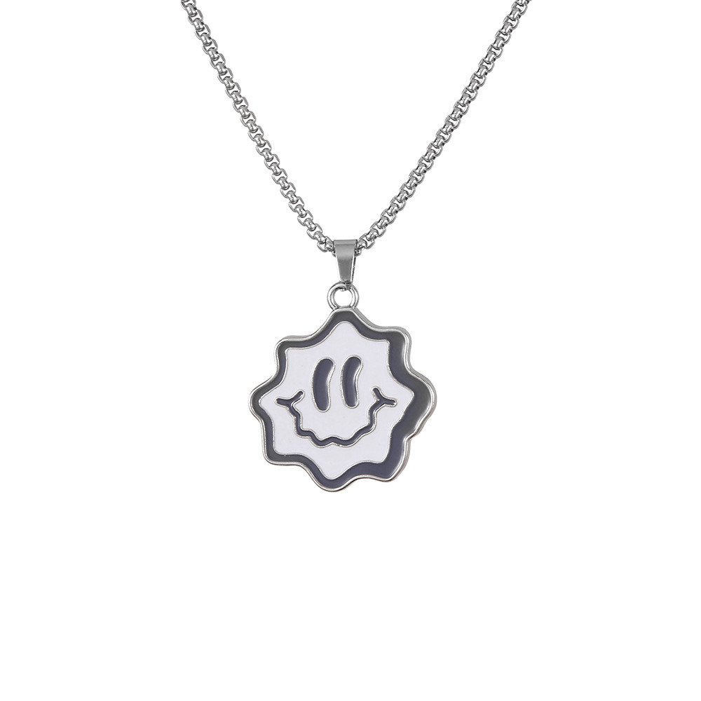 New smiling titanium steel necklace, a fashionable and trendy cartoon cute expression necklace, a hip-hop couple's personalized pendant accessory Application Scenario