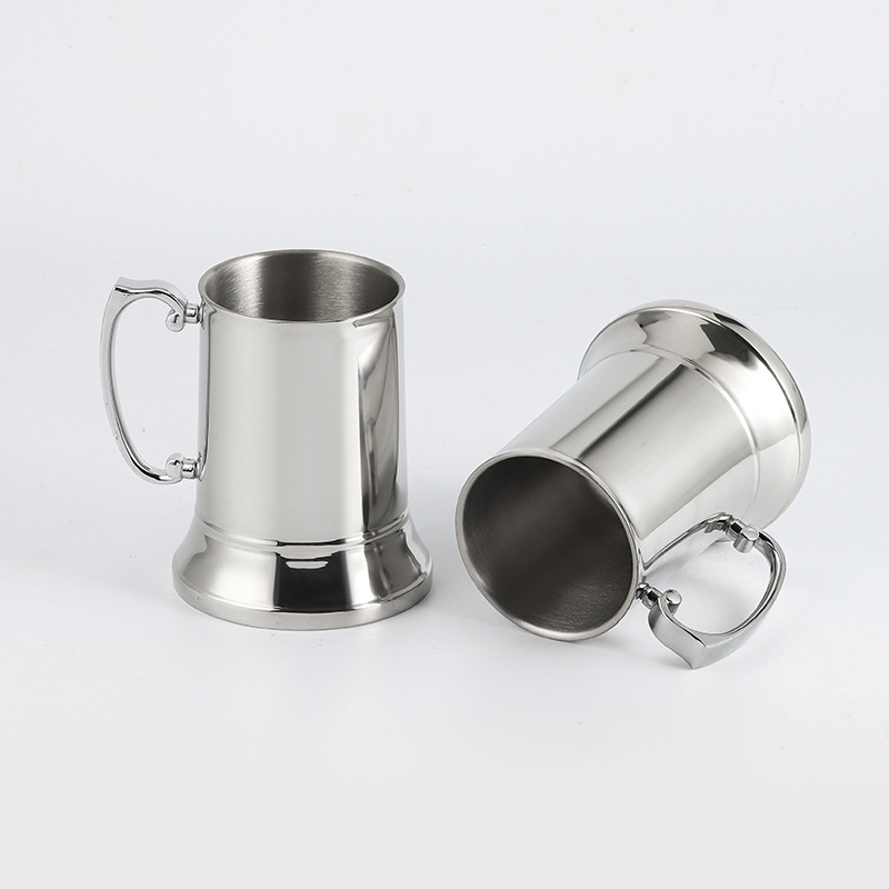 Stainless steel 304 beer mugs, double-layered cocktail cups, European flame cups, pouring cups, cross-border cold drink cups for foreign trade full figure