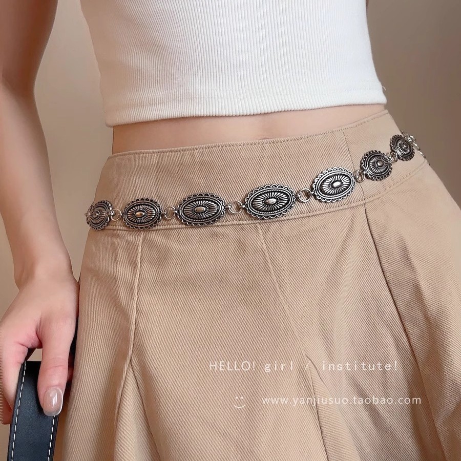 Bohemian metal butterfly ethnic style retro waist chain women's accessory dress with a y2k thin waist belt full figure