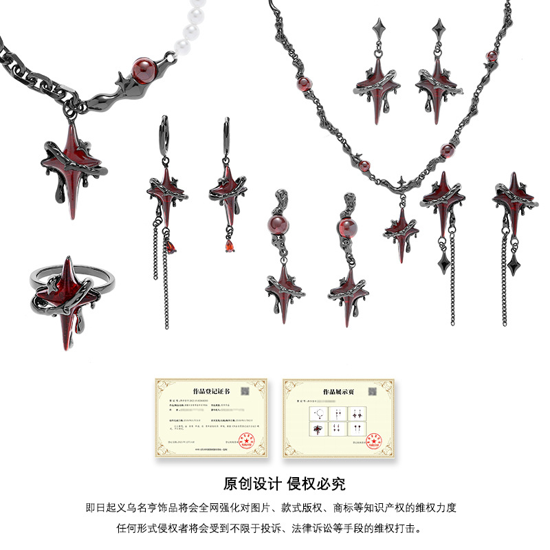 European and American original dark-toned gun black four-pointed star earrings for women, 925 silver needle, high-end, niche and elegant, exquisite ins earrings Application Scenario