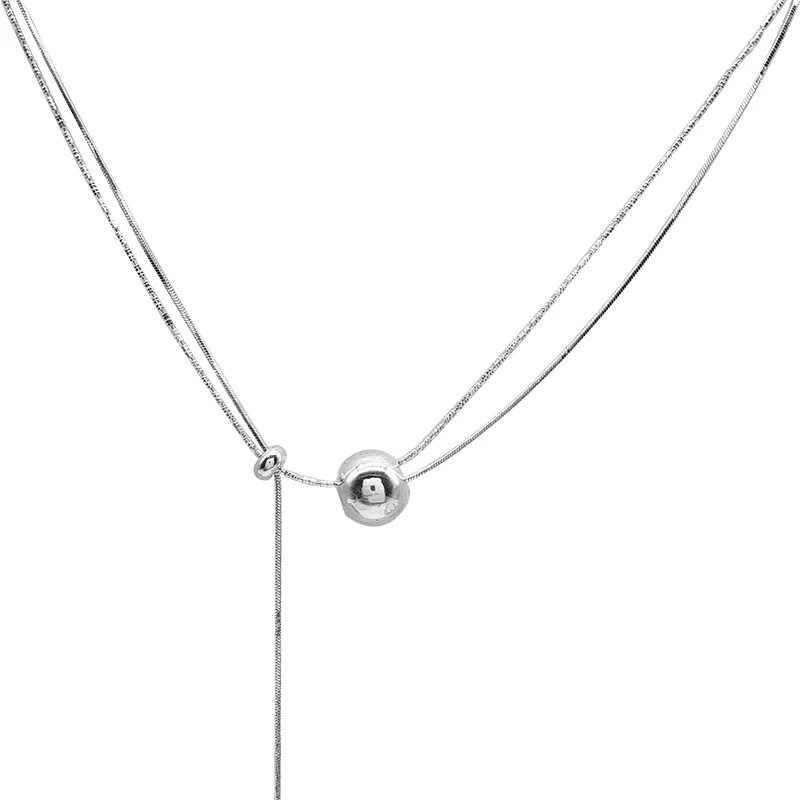 Pull-out chain metal necklace for women, with a unique, simple and versatile design, elegant and fashionable sweater necklace Item Picture