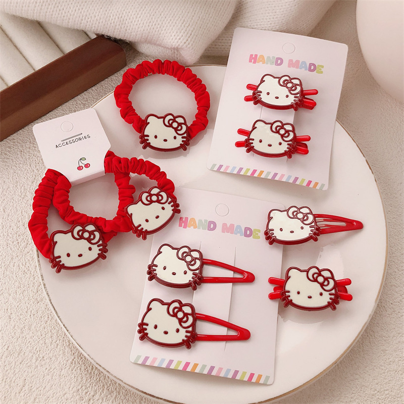 Cute cartoon cat hair clips, red cat hair accessories, children's hair accessories, side clips, bangs, hair clips wholesale Specification drawing