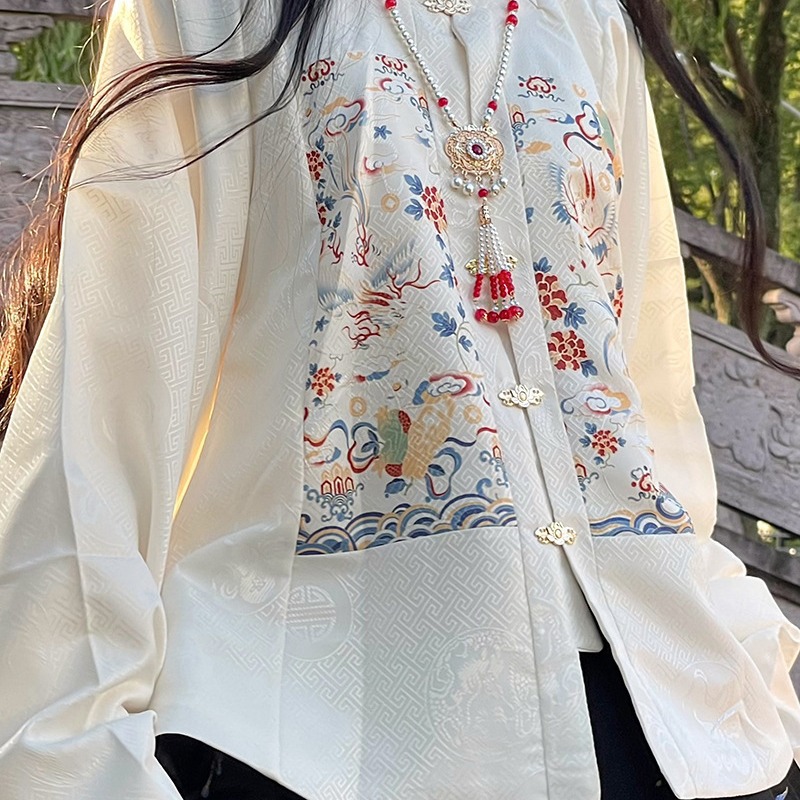 New Chinese-style peace lock, "Fu" character pearl tassel necklace, retro Chinese trend style collarbone chain, Hanfu-style neckpiece Application Scenario