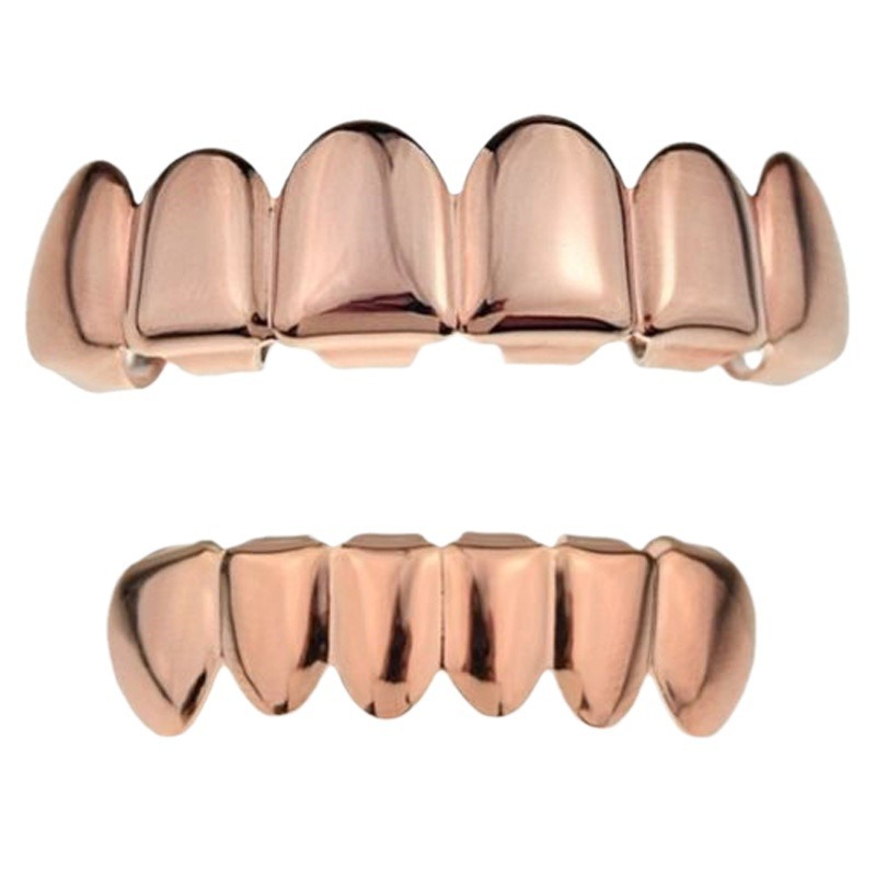 Cross-border European and American bestseller HIPHOP dental braces, sharp teeth TeethGrillz, real gold electroplated dental braces Item Picture