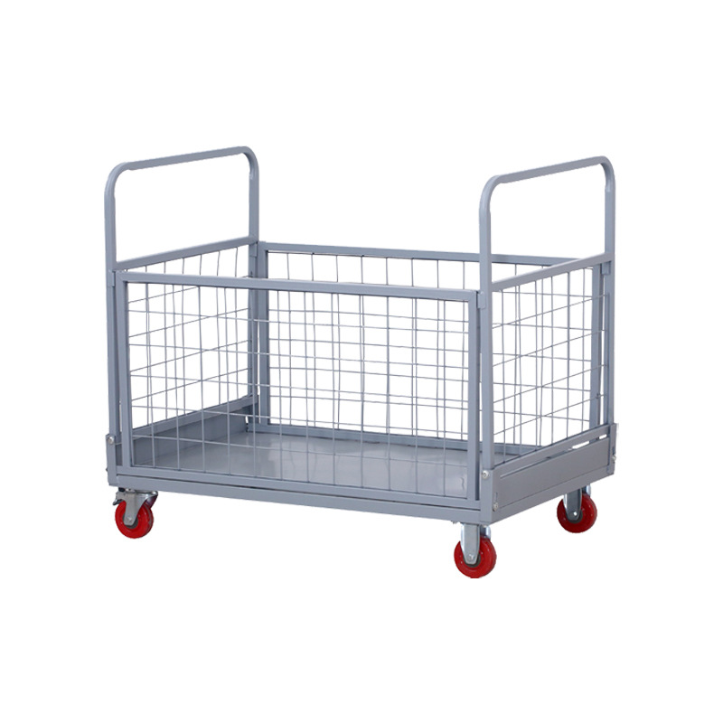 Folding grid trolleys, express delivery turnover carts, warehouse goods handling carts, material carts, and small carts for carrying goods at stalls Item Picture