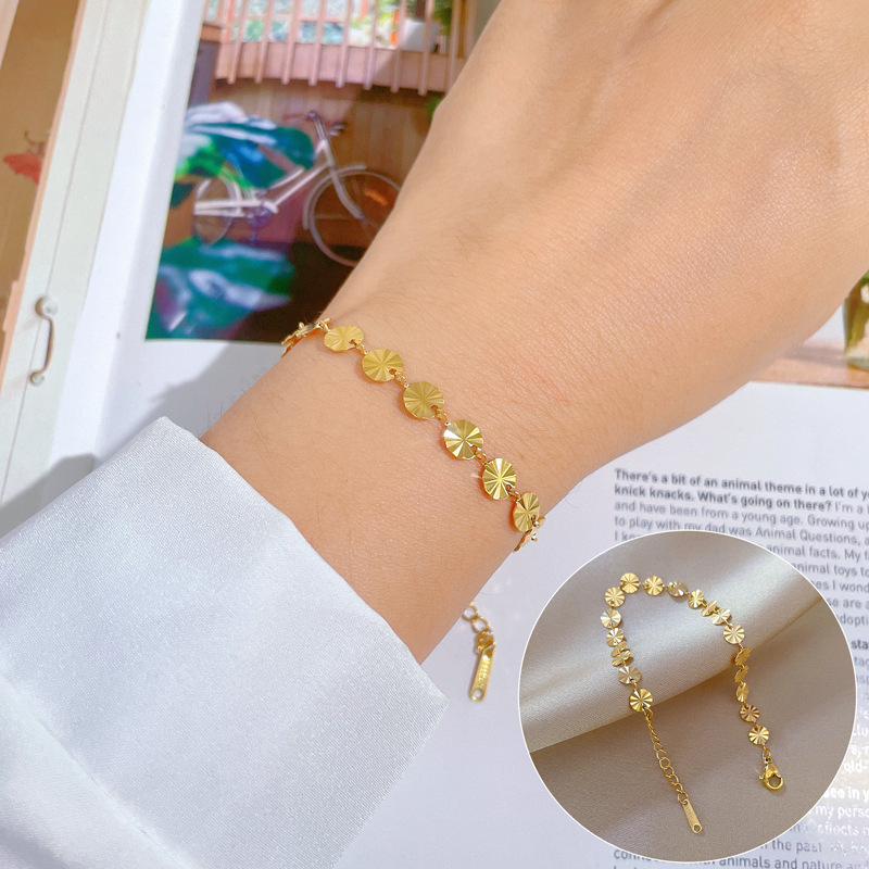 【 All-titanium Steel 】 Minimalist style Dongdaemun unique geometric circular chain bracelet, a retro best friend of a female Internet celebrity full figure