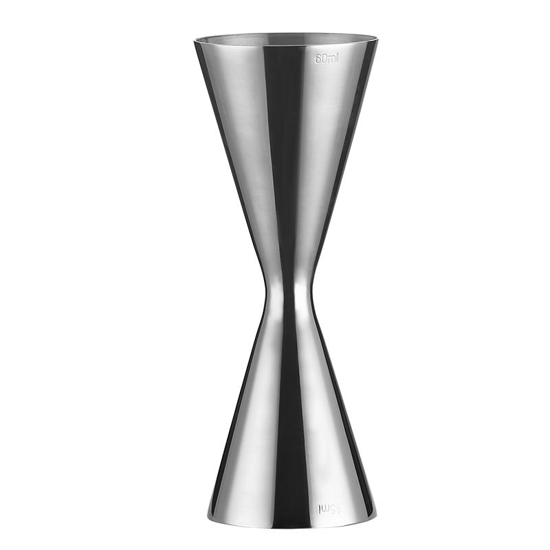 304 stainless steel one-piece measuring cup, ANSI cup, double-head wine measuring vessel, etched pattern, 30/60 straight edge, slanted body, cocktail glass Item Picture