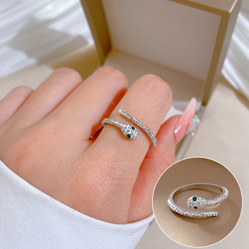 【 Non-Fading 】 Open snake-shaped titanium steel cold style dance ring for men and women, trendy and simple food rings on Instagram details Picture