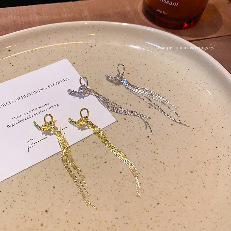 The light luxury bow tassel earrings exude a feminine charm and a high-end feel. The ear studs are unique and long. One piece, two pairs. Trendy earrings Application Scenario