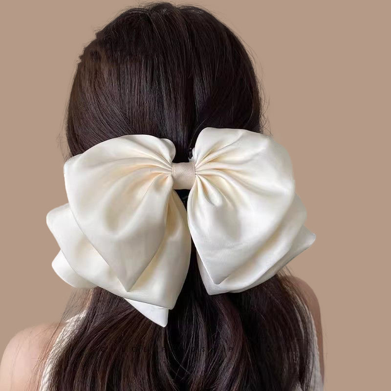 2025 New style headwear clips, French girl solid color bow hair clips, high-end low ponytail hair clips, hair accessories Application Scenario