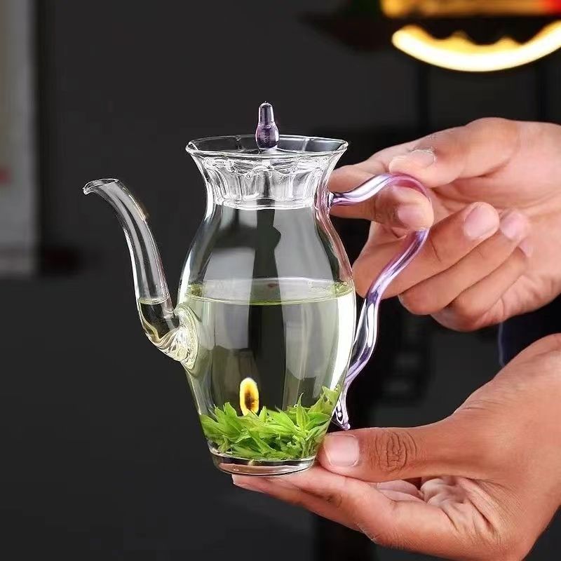 Handcrafted high-temperature resistant glass teapot, narcissus teapot, thick-bottomed household tea brewing teapot, winter tea brewing glass teapot details Picture