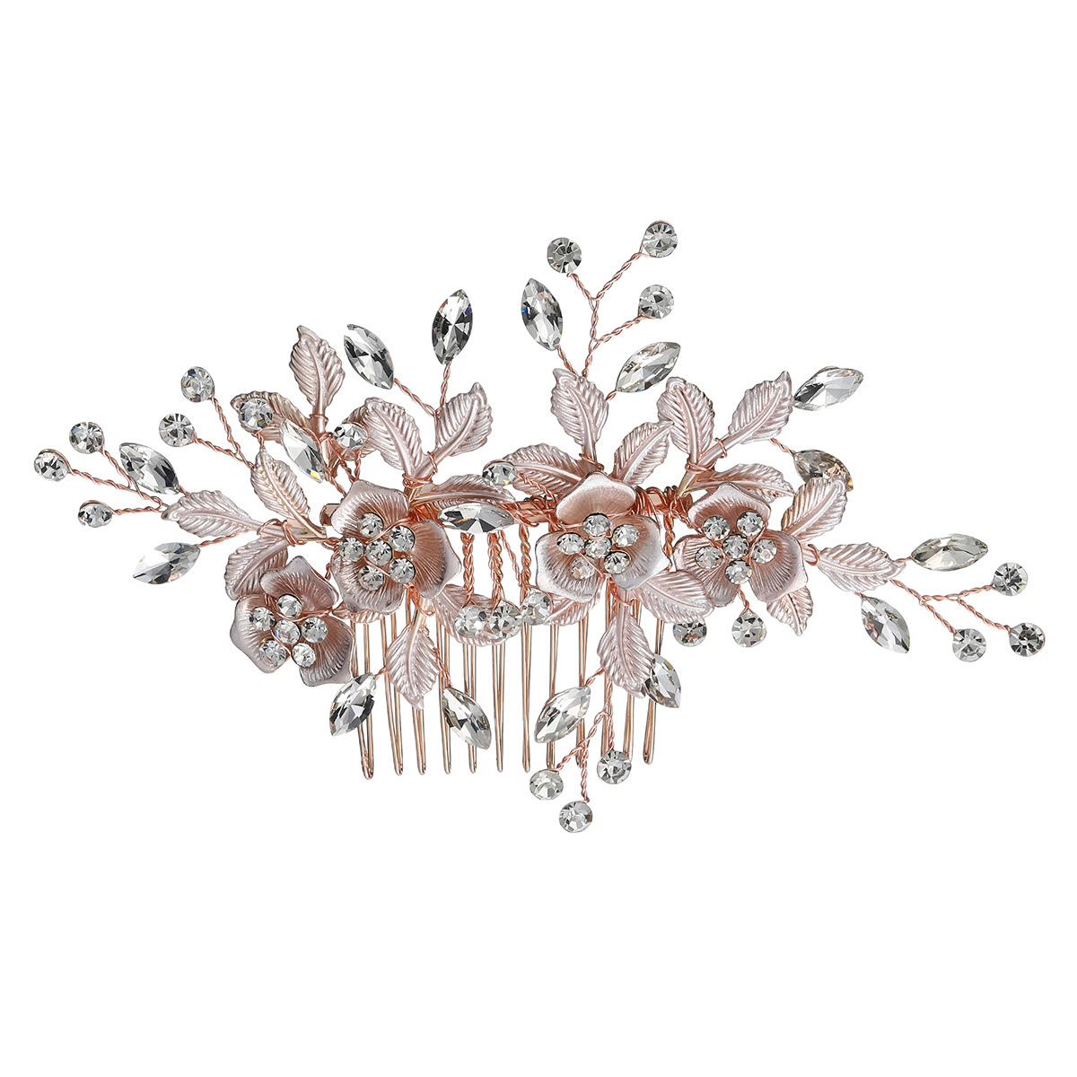 Korean bride's headwear, floral leaf hair combs, pins, exquisite handcrafted hair accessories, alloy flower hairpins, and combs Item Picture