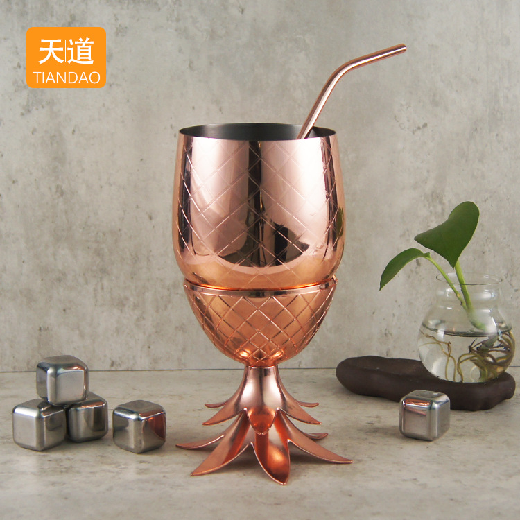 New wine glasses: Pineapple glass, creative mint juice cup, bar milk tea shop juice drink cup, metal wine glass, cocktail glass Application Scenario