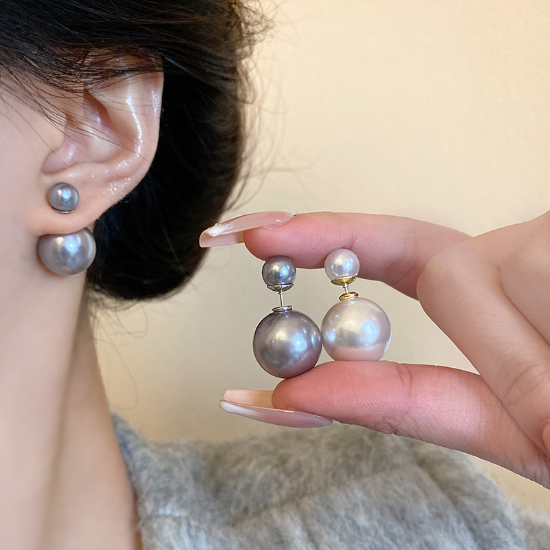 Double-sided pearl stud earrings for women 2024 New bestsellers, simple, niche, high-end design, unique and versatile, elegant earrings details Picture