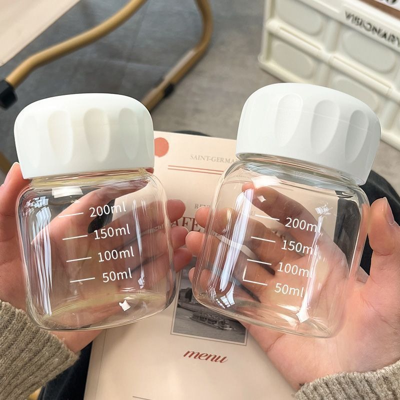 Cute glass chubby cups, high-temperature resistant portable children's milk, soy milk, juice and beverage cups, small gifts for the opening event details Picture
