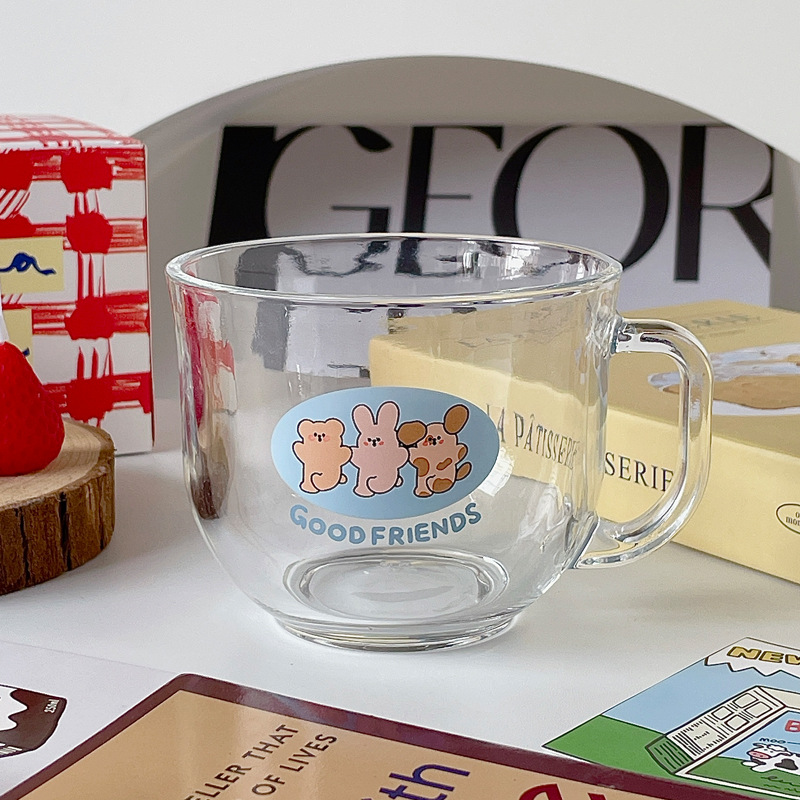 Bolimei Korean InS-style glass milk cup, girlish water cup, glass cup, large-capacity drinking cup Application Scenario