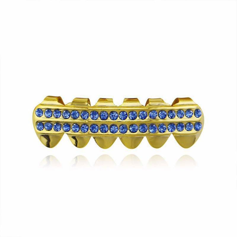 Hip-hop style bling teeth gold-plated and diamond-encrusted hip-hop gold dental crowns are supplied by the manufacturer details Picture