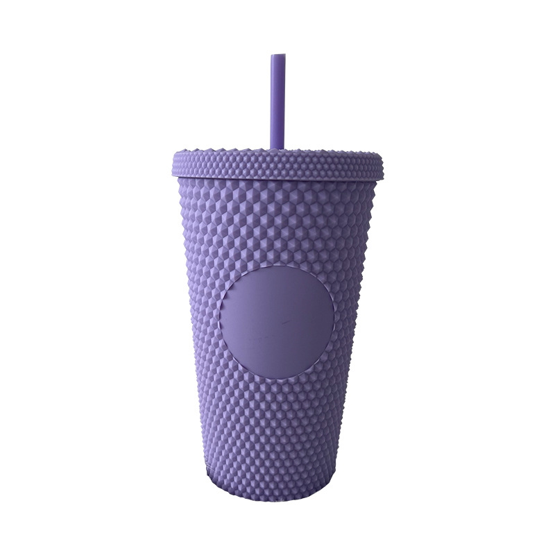 Personalized 16oz double-layer diamond durian cup, drinking cup, cool and trendy straw cup, coffee cup, cross-border trade wholesale Item Picture