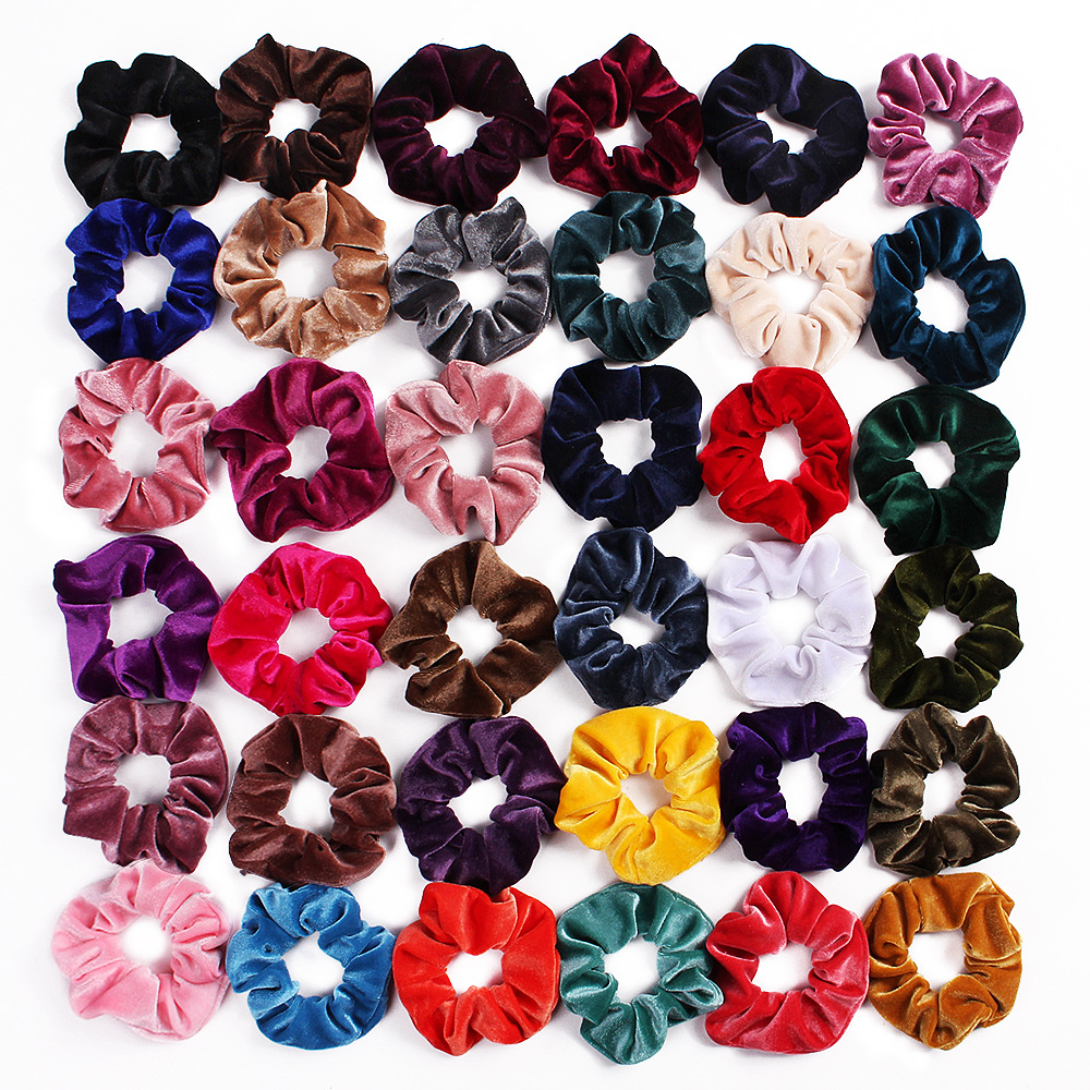 Qiyue Amazon Velvet Scrunchies Bow Large Intestine Hair Band Manufacturer shipping full figure
