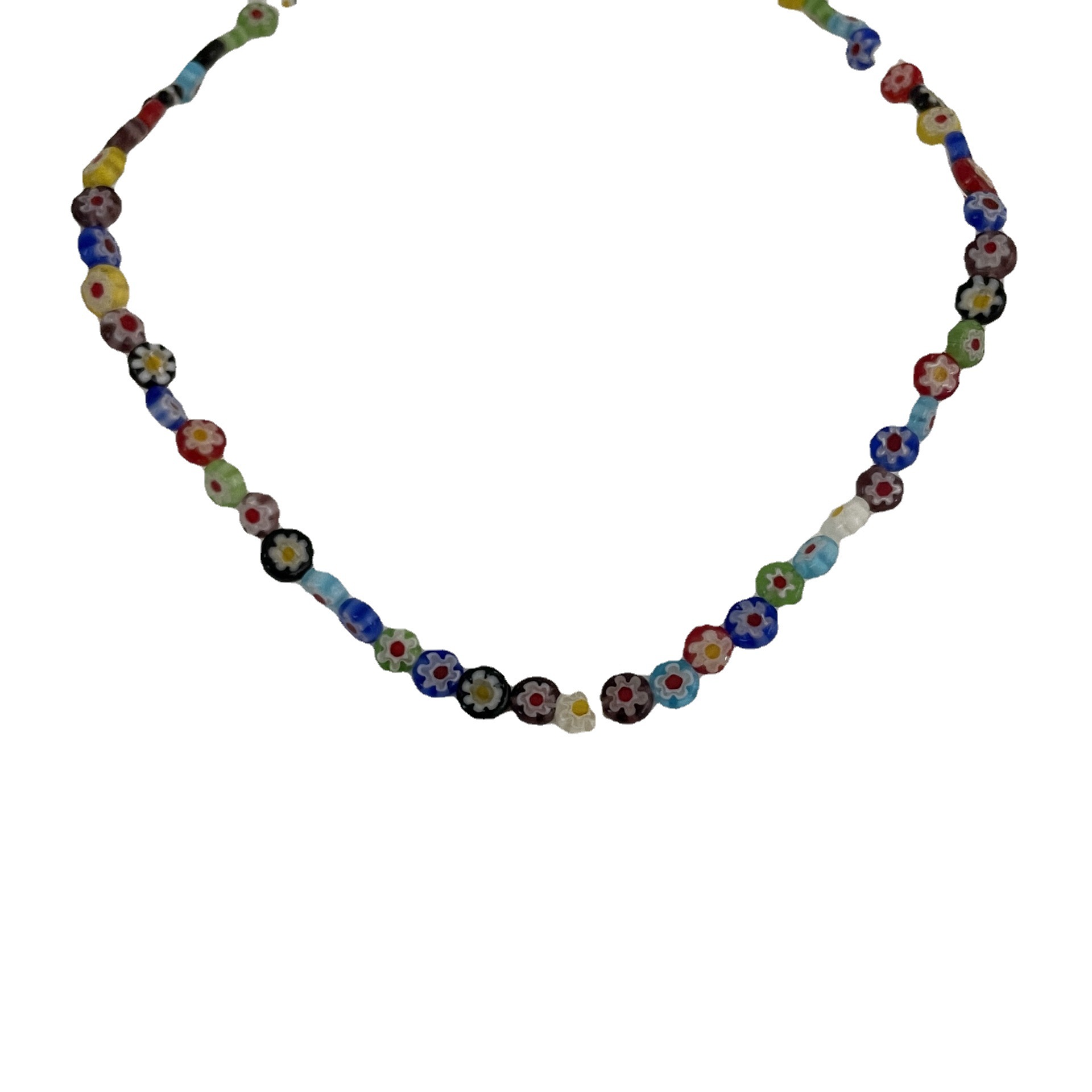 Colorful glass beaded necklace 2023 New Design for women, a niche hip-hop and hot girl collarbone chain accessory Item Picture