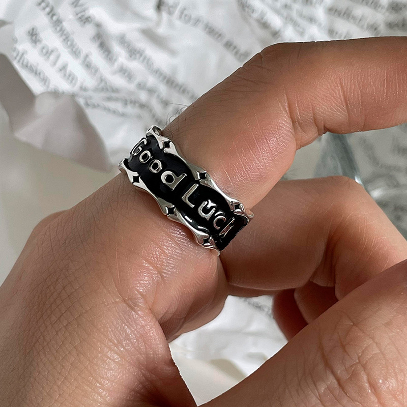 Korean English letter Luck ring, women's Instagram style, adjustable opening, niche design sense, 2022 new trend Application Scenario