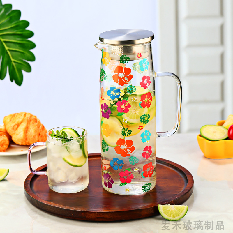 Creative high borosilicate transparent glass household large-capacity cold water cup thickened high-temperature resistant restaurant brewing teapot details Picture