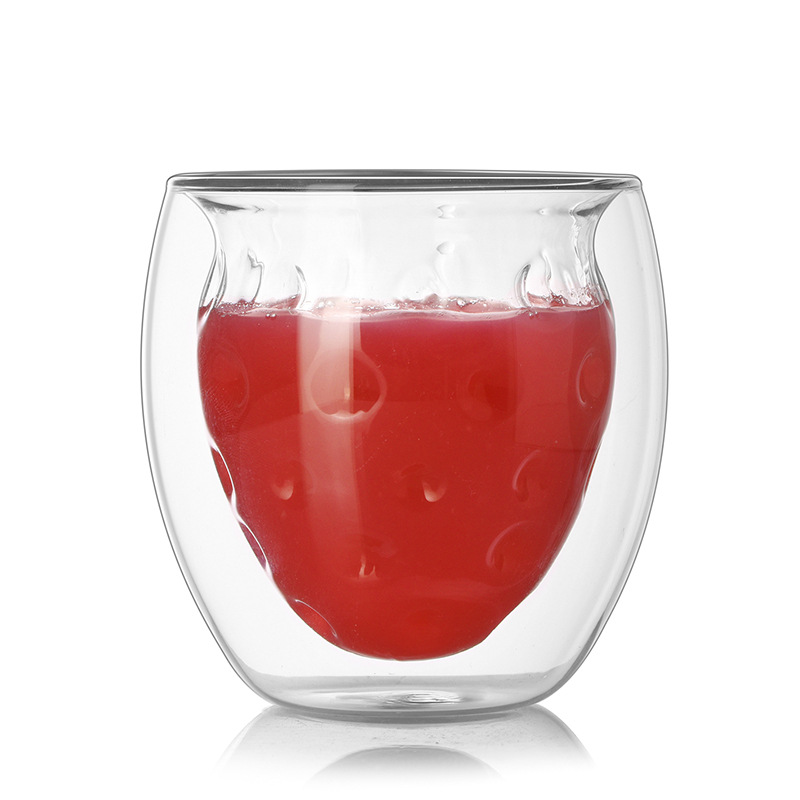 Creative fruit double-layered cups, household glass cups, juice cold drinks, drinking cups, transparent water cups, custom LOGO gifts Item Picture