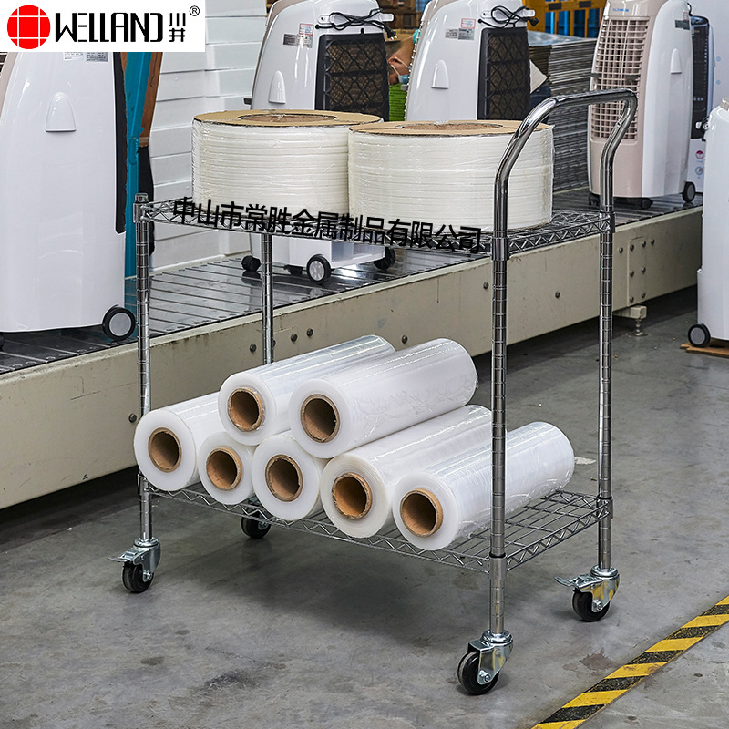 Warehouse tool and material storage racks, turnover carts, three-layer logistics trolleys, anti-static cargo wire mesh, chrome-plated trolleys Application Scenario