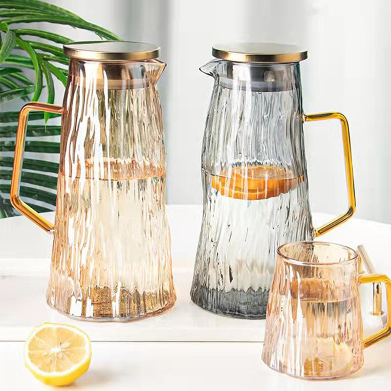 Glacier pattern cold water bottle, glass high-temperature resistant thickened water bottle, large capacity, home living room, summer cool boiled water, Japanese-style details Picture