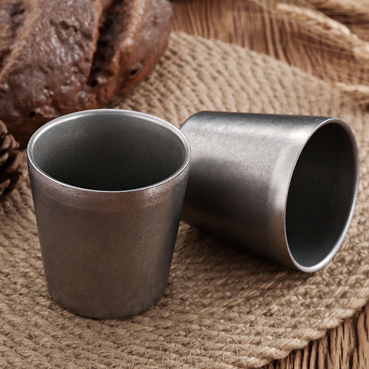 Retro aged 304 stainless steel water cups, double-layer anti-scald snow grey commercial beer mugs, beverage cups and dining cups Application Scenario