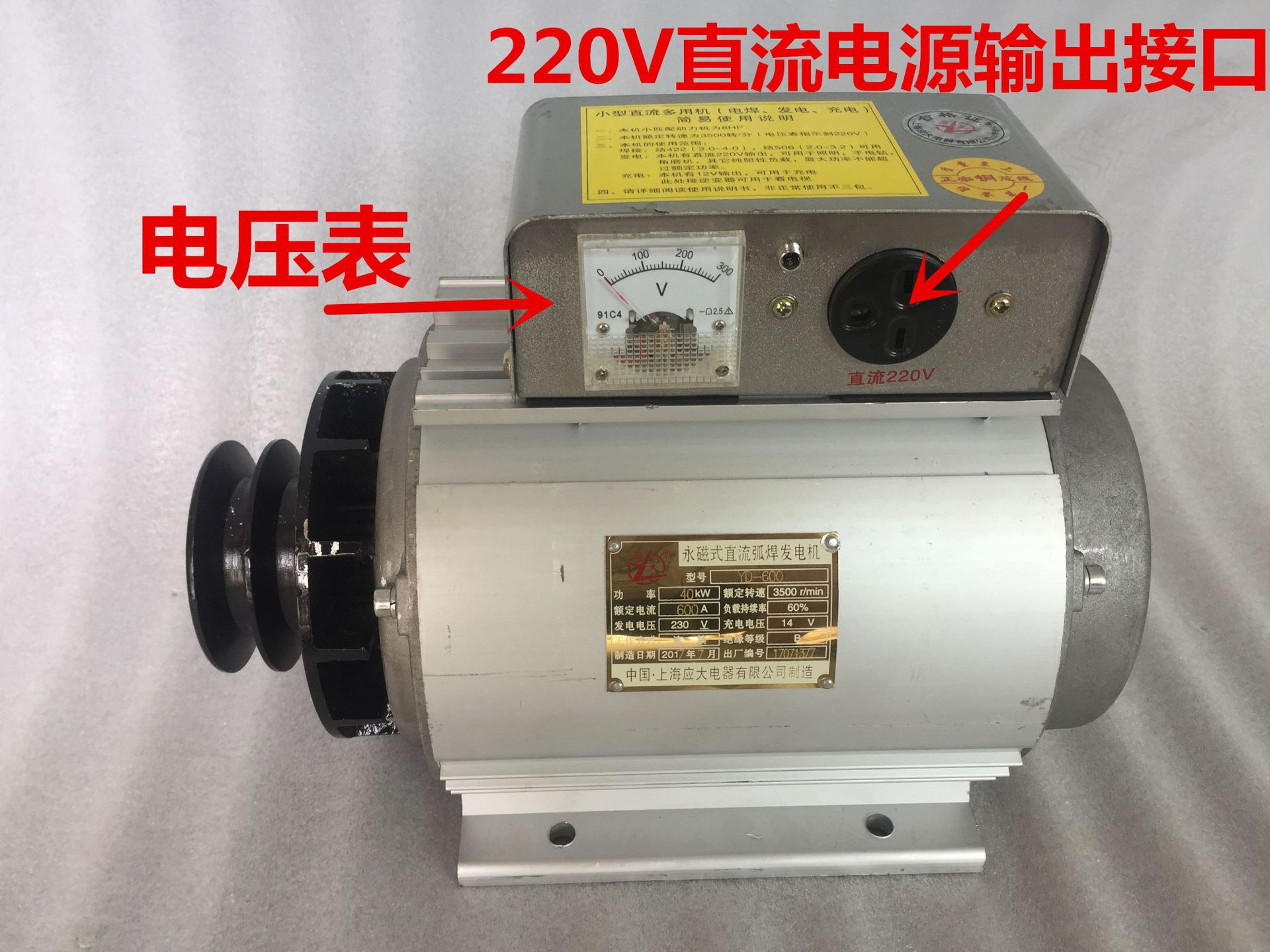 Small multi-functional all-copper permanent magnet DC generator arc welding and electric welding machine, outdoor power generation and electric welding dual-purpose integrated machine details Picture