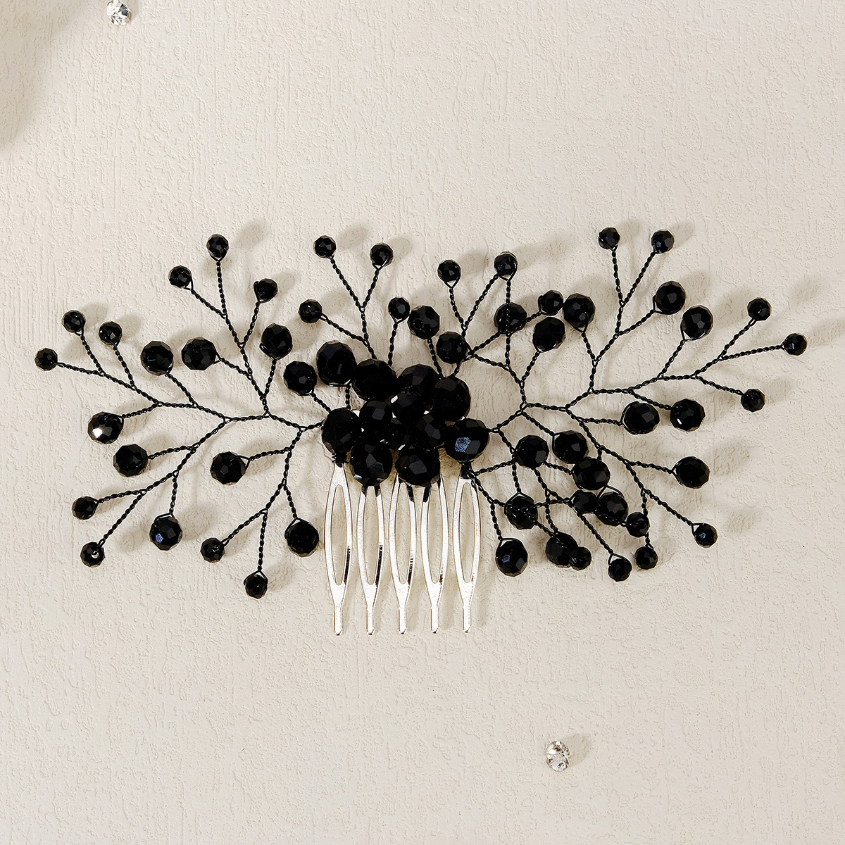 Cross-border new bride wedding hair accessories, handcrafted crystal hair comb, festival party accessories, Halloween black insert comb for women full figure