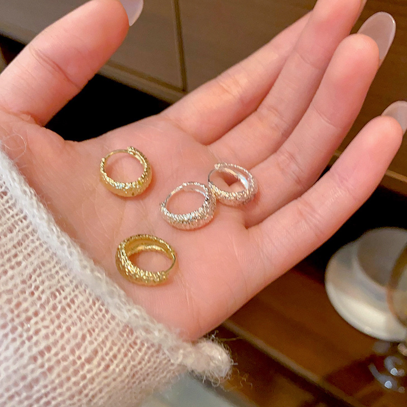 Metal cold frosted earring earrings for women, a new 2025 bestseller with a high-end feel and unique style Specification drawing