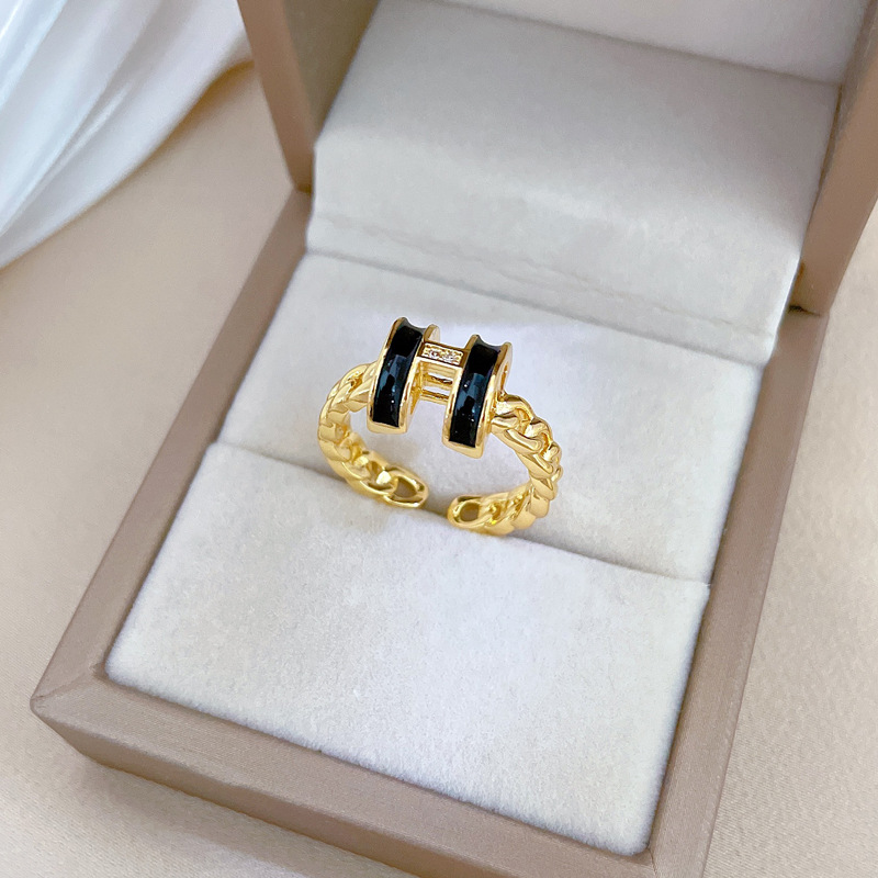 【 Real Gold 】 Light luxury full diamond three-layer ring with adjustable opening, simple jewelry, Japanese-style ring couple rings details Picture