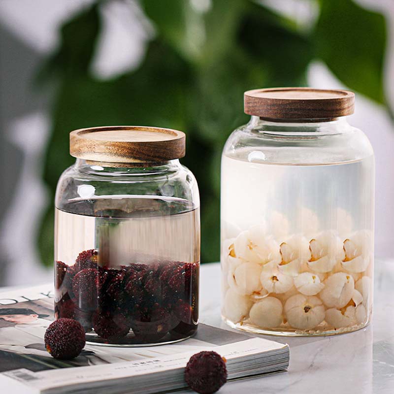 Large-capacity glass sealed jar, food-grade bottle with lid, lychee and plum wine, medicinal herb and dried tangerine peel jar, wine bottle details Picture