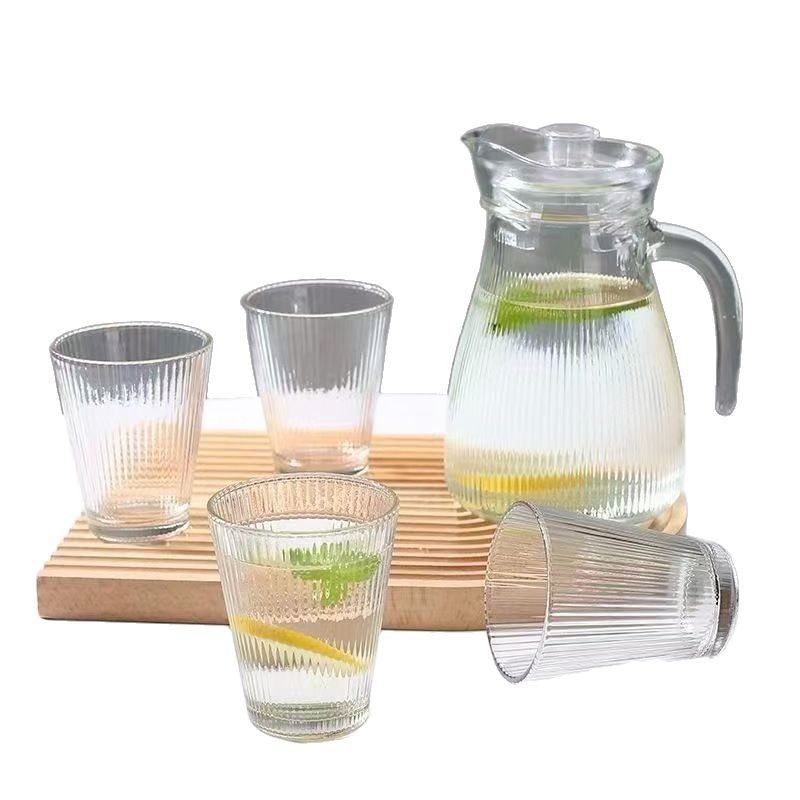 Glass cold water kettle, high-temperature resistant, high-end water ware set, large-capacity water kettle, high-appearance-level glass and water cup gifts Item Picture