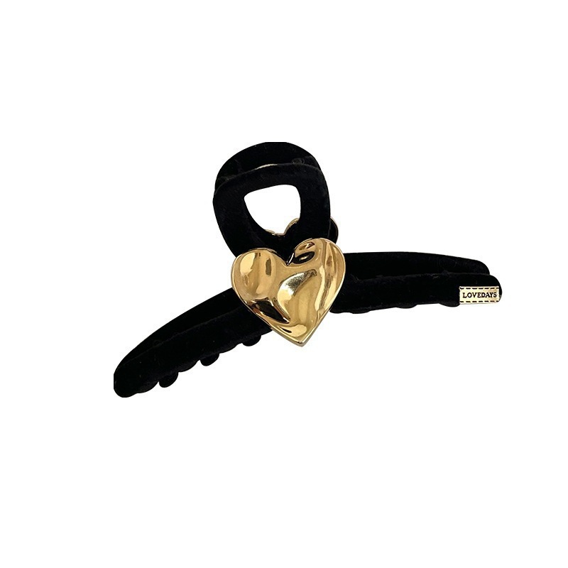 Black velvet hairpin for women's spring and summer French retro chanel-style hairpin, large shark hairpin at the back of the head, headpiece Item Picture