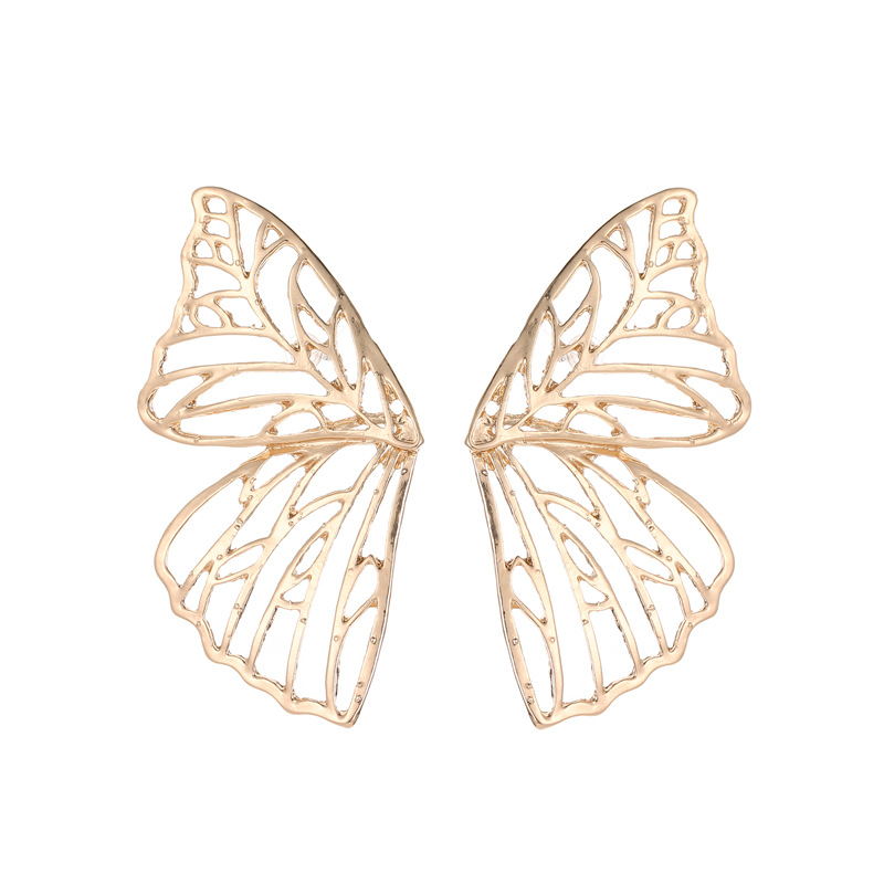 Wish AliExpress is selling exaggerated hollowed-out butterfly wing stud earrings and Middle Eastern trend fan-shaped creative earrings wholesale Item Picture