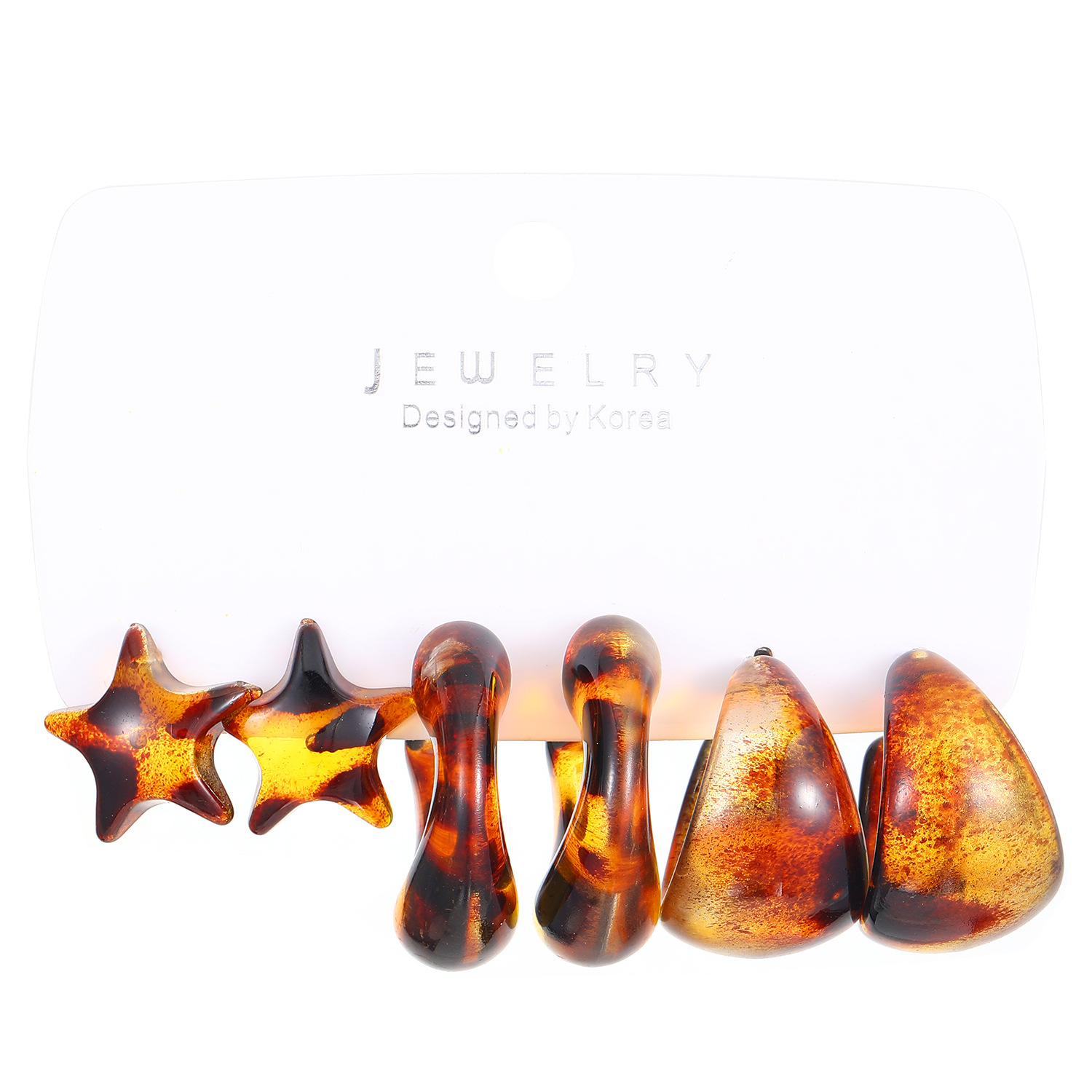 European and American retro Meirad-style coffee-colored ear buckles and stud sets, niche high-end ear clips, ear rings, earrings and earrings for women Item Picture