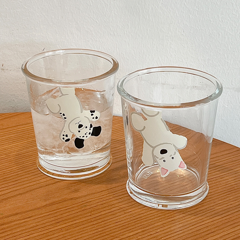 Boli Mei cartoon InS-style glass cold brew coffee cup, cute pet water cup, glass cup, single-layer couple drinking cup full figure