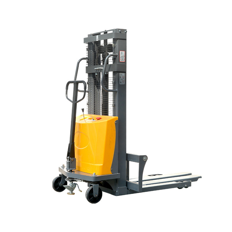 Semi-electric stacker truck 1-2-ton warehouse lifting, loading and unloading stacker truck, rechargeable semi-electric stacker forklift factory Item Picture