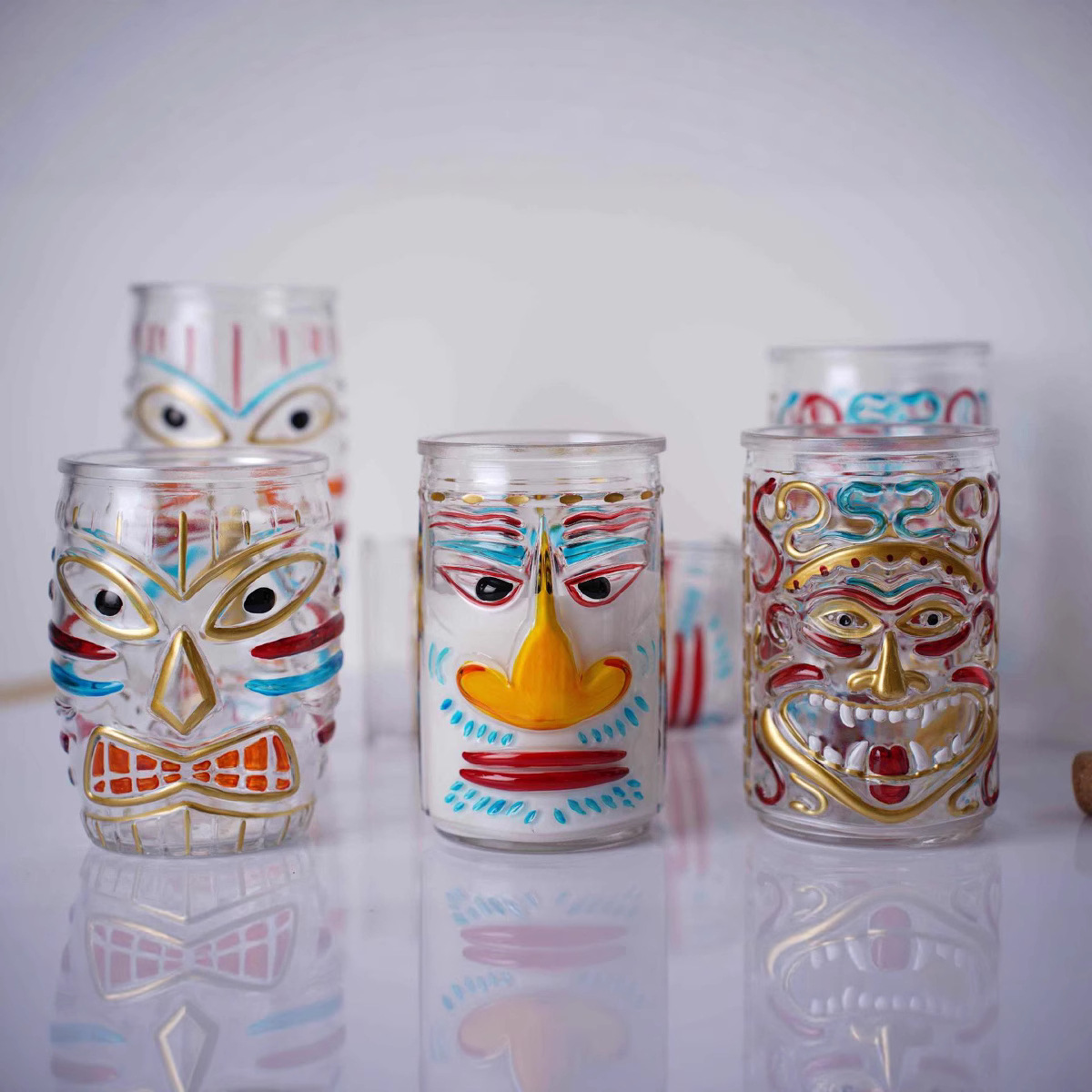 Creative tiki cocktail cup, Tiki cup, Ghost face juice cup, cold drink glass cup, smoothie cup, idol cup, zombie cup full figure