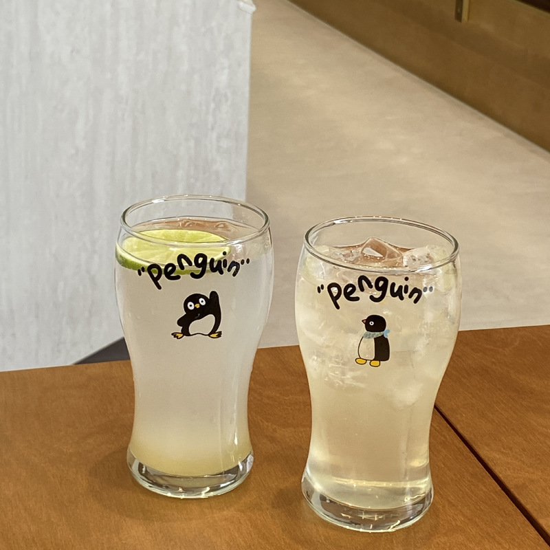 Manmang made cute penguin juice cups, summer Instagram retro beer mugs, large-capacity cold drink cups with big bellies details Picture